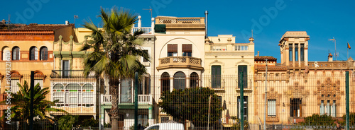 View of the picturesque houses in city Vilassar de mar. Spain photo