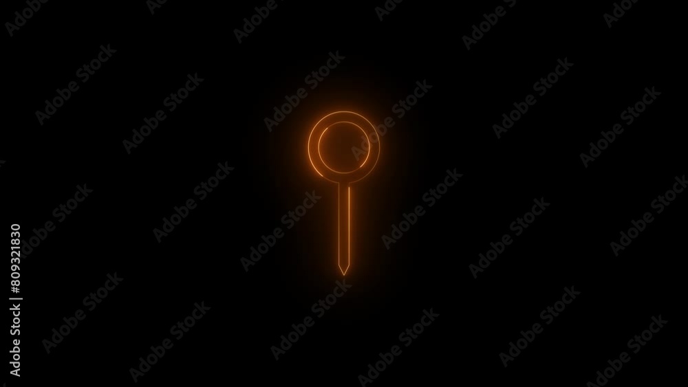 Neon glowing brown color pin stand icon on black background animation Neon glowing brown color pin stand icon on black background animation