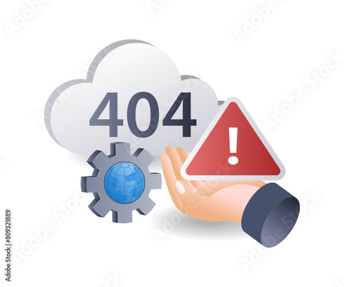 Error warning code 404 infographic flat isometric 3d illustration