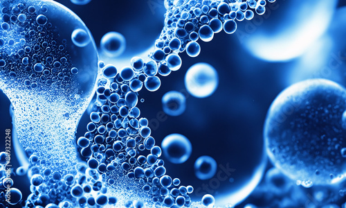 Abstract background with bubbles. Molecular background microscope shot.