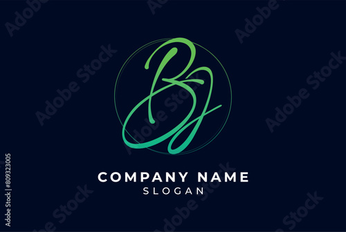 Letter B and J Monogram Logo Design Vector
