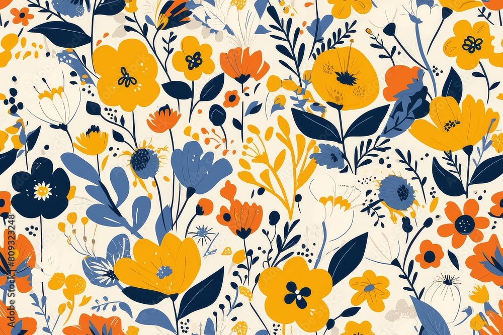 seamless pattern vector illustration with abstract and bold flowers and leaves, creating an eye-catching and dynamic design seamless pattern vector illustration with abstract and bold flowers and leaves, creating an eye-catching and dynamic design