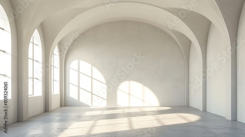 Conceptual interior empty room with arched ceiling. Generative Ai