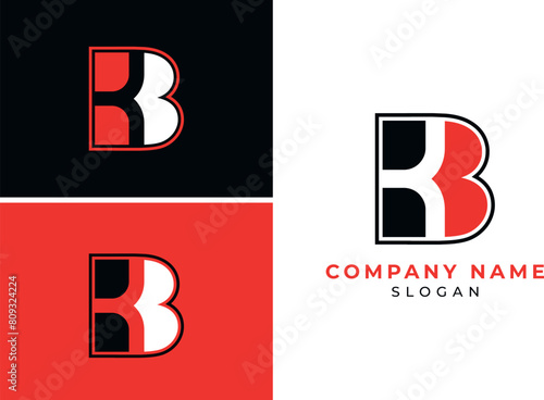 BK letter logo connected concept isolated on white background.
