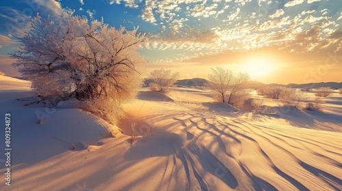 BEAUTIFUL LANDSCAPE of a snow covered desert