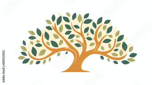 Simple doodle tree with trunk and leaf on branches.
