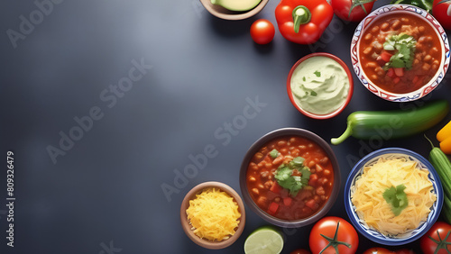 A variety of Mexican food. Background for advertising traditional Mexican cuisine. © Elena