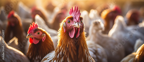 Group of Chickens in a Farm. AI Generated Image photo