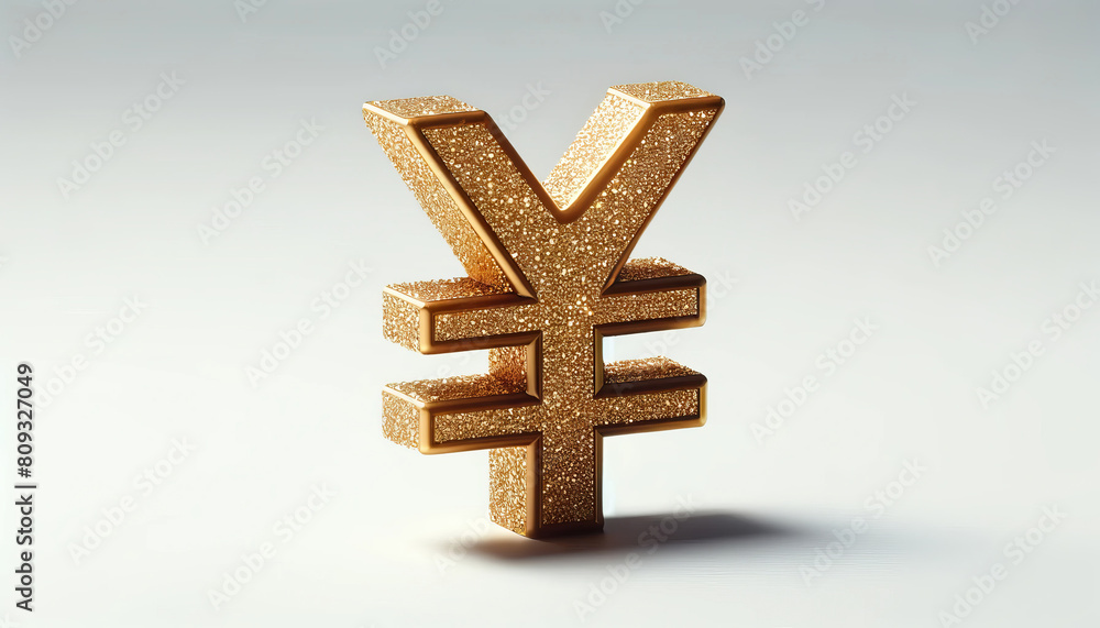 Obraz premium Luxurious Golden Yen Currency Symbol Isolated