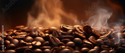 Roasted Coffee Beans on a Dark Background. AI Generated Image