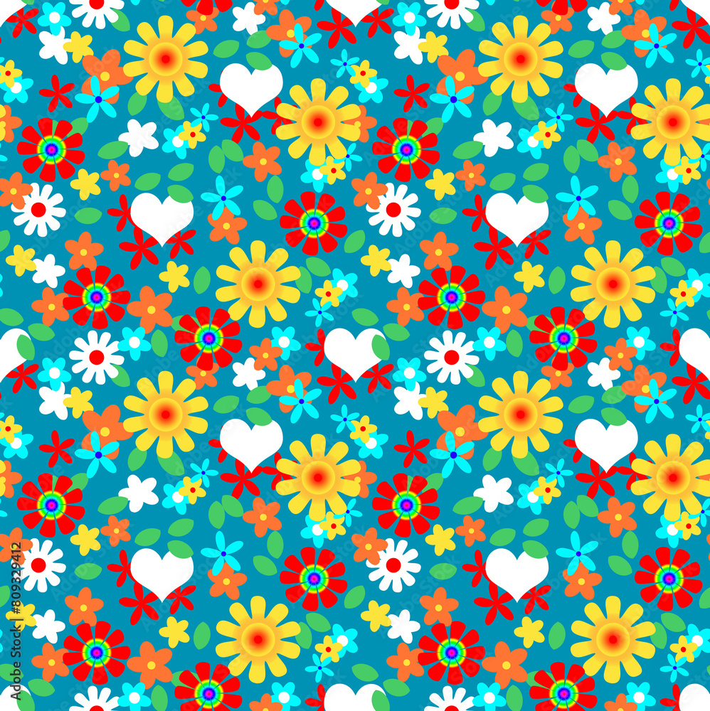 Cheery Bright Sunny Summer Floral Pattern Seamless Repeat Cheery Bright Sunny Summer Floral Pattern Seamless Repeat