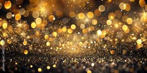 black gold glitter effect abstruse background bokeh blurred particles celebrations new year 