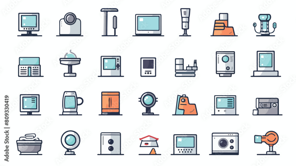Smart Home appliances icons set flat vector illustr
