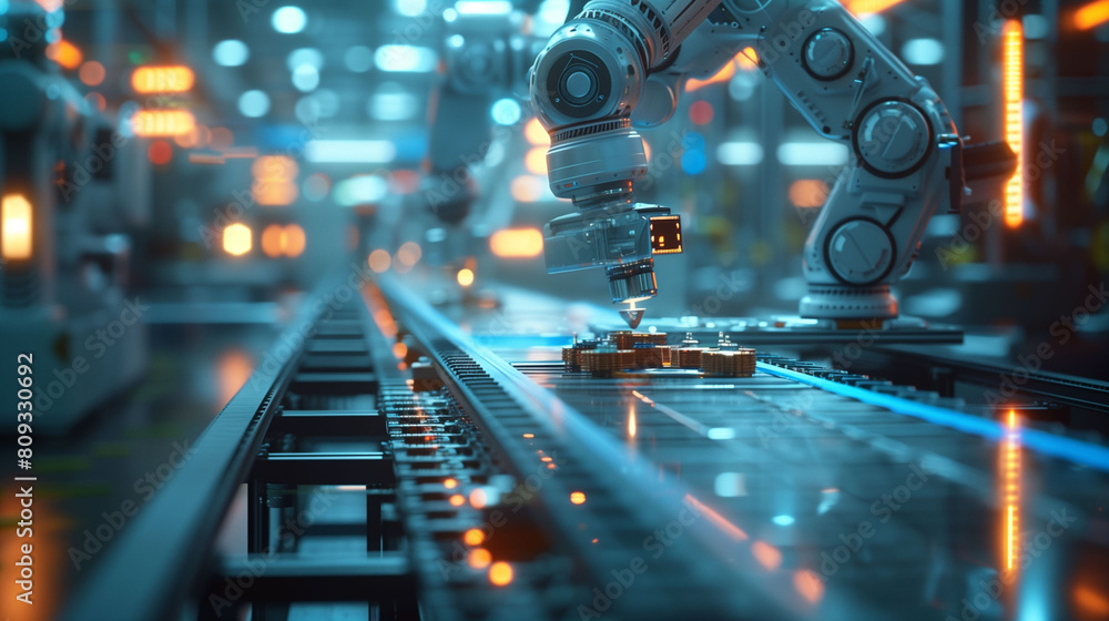 Futuristic Technology Concept. robot working at smart factory Futuristic Technology Concept. robot working at smart factory