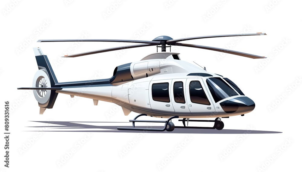 3D Rendering of Metallic Helicopter Isolated on White Background.
