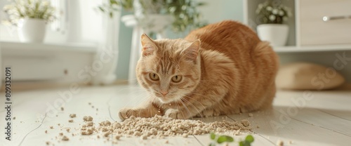 Cat Sand Provides Essential Hygiene For Pet Excretion  Ensuring Cleanliness And Comfort  High quality photography 