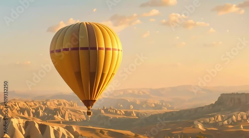 hot air balloon flying over Cappadocia. 4k video photo