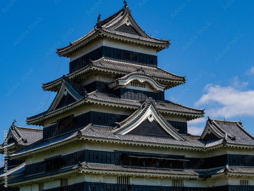 快晴の空、春の松本城 快晴の空、春の松本城
