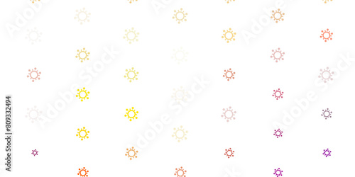 Light Pink, Yellow vector background with covid-19 symbols.