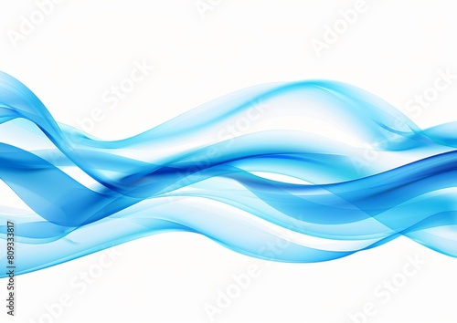 Elegant abstract blue wave design on a clean white background, suitable for depicting themes of fluidity, movement, technology, and modern, sleek graphical elements in digital or print formats