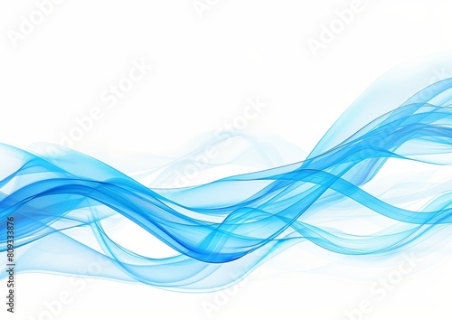 Elegant and sophisticated abstract blue wave background with smooth flowing curves and fluid technology design on a clean white backdrop. Airy. And tranquil simplicity