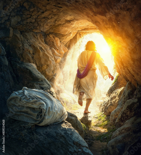 Jesus running out of the grave