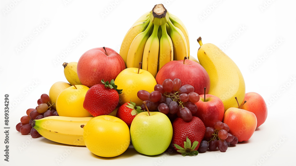Variety of Fresh Fruits on White Background Variety of Fresh Fruits on White Background