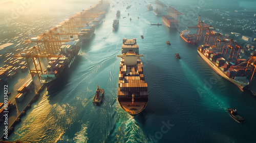 Transportation photography formats using container trucks,airplanes, and container ships.