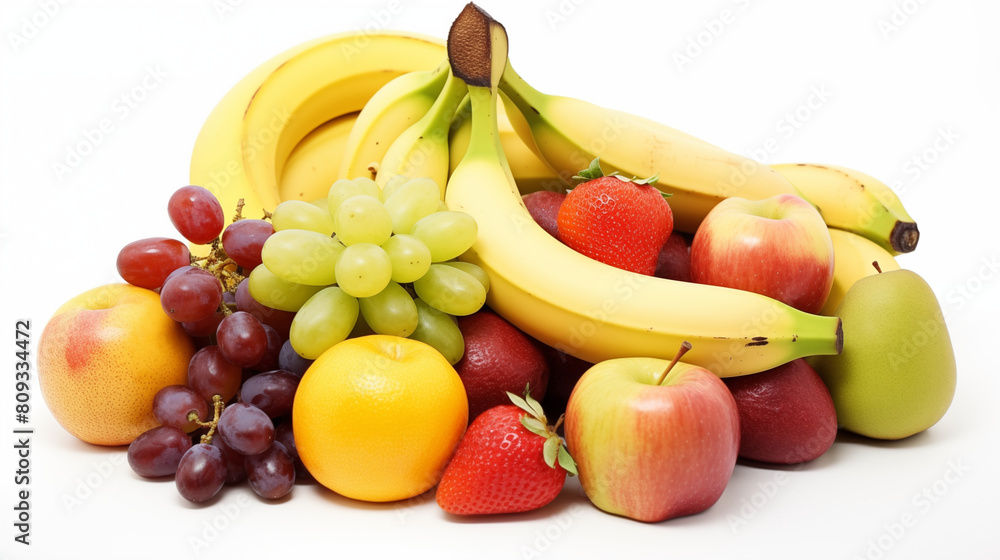Fresh Fruit Display Including Bananas, Grapes, and Strawberries Fresh Fruit Display Including Bananas, Grapes, and Strawberries