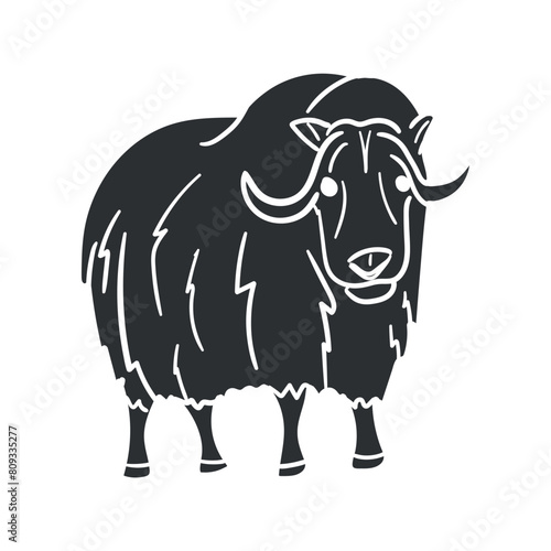 Ox Musk Icon Silhouette Illustration. Animals Vector Graphic Pictogram Symbol Clip Art. Doodle Sketch Black Sign.
