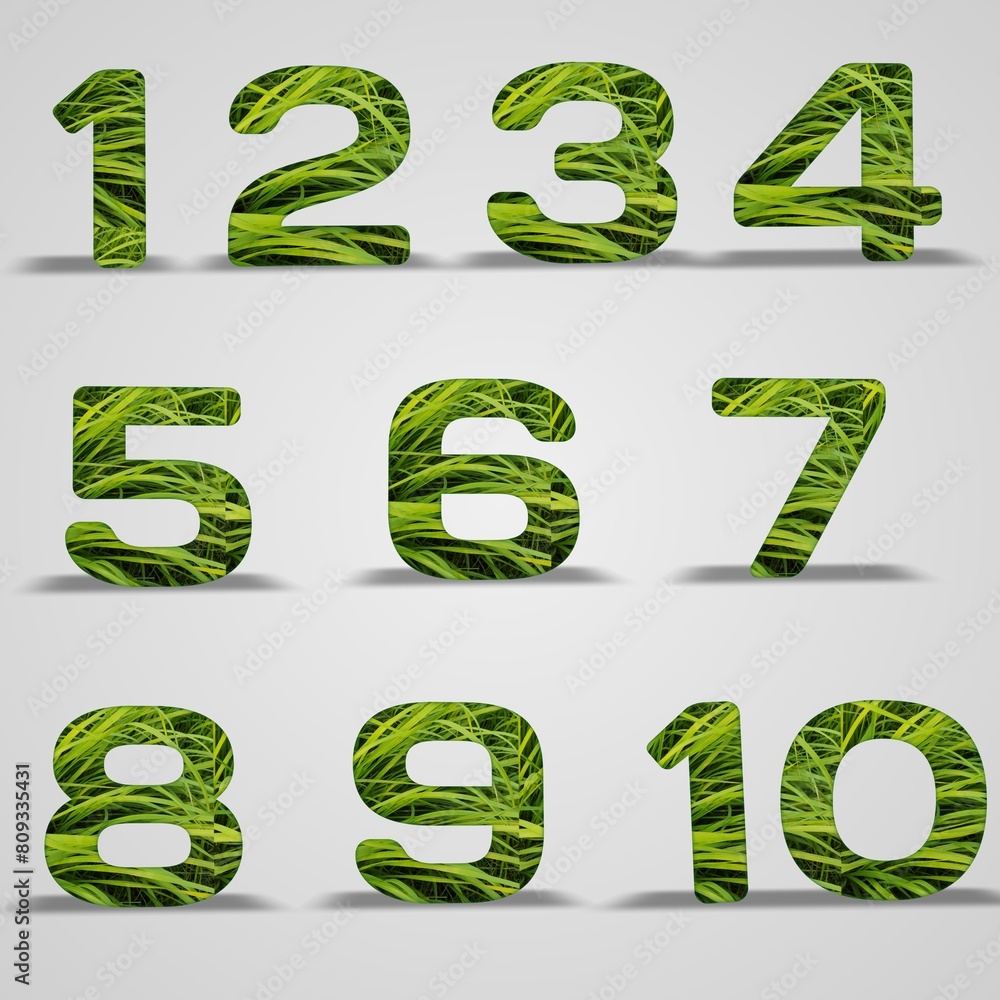 Set design number with leaf texture on white background, set of number leaf texture. Set design number with leaf texture on white background, set of number leaf texture.