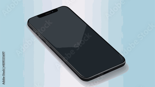 Soft isometric full black vector smartphone. 3d rea photo