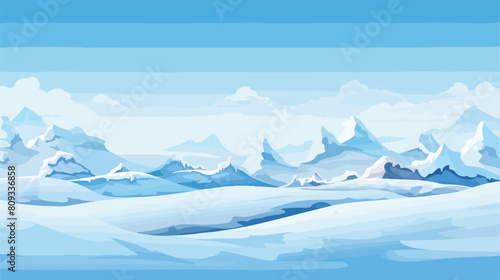 Snow ground landscape on blue background. Set of re
