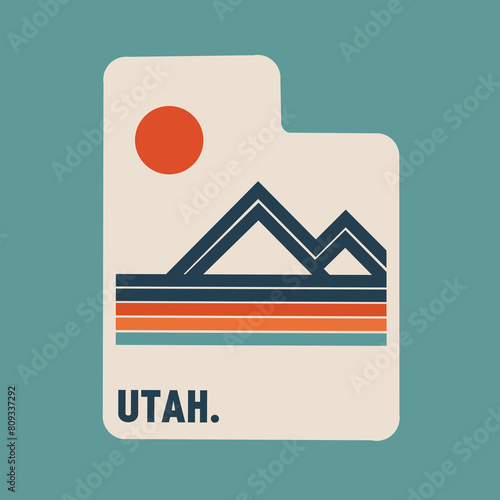 vector of utah mountain sticker perfect for print, apparel, etc