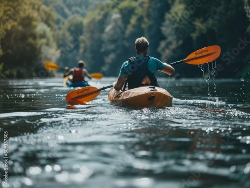 Capture a couple enjoying kayaking together © imlane