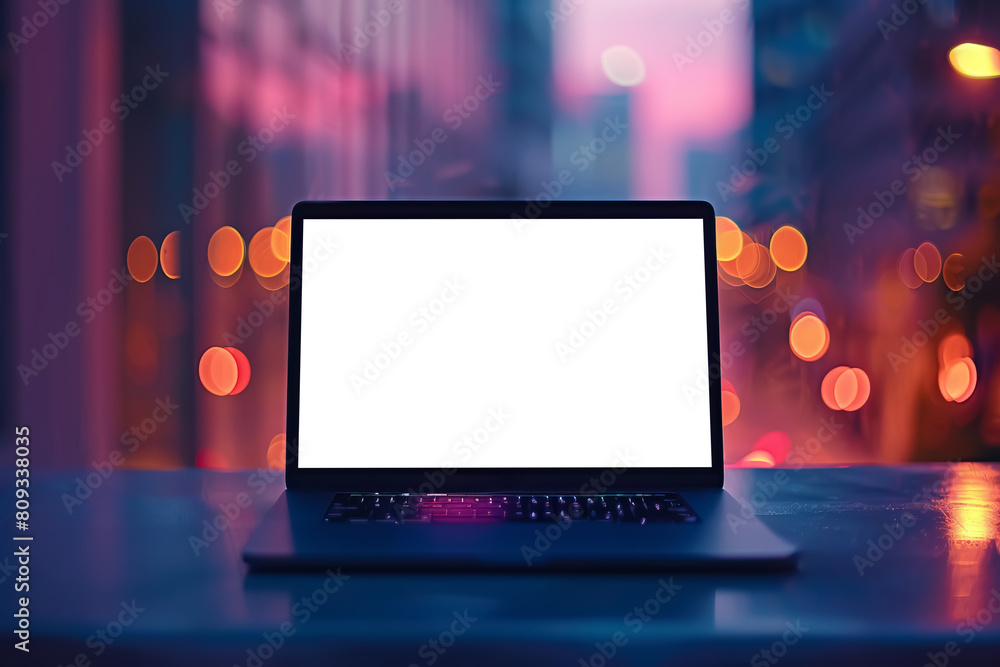 Minimalist computer, Uncluttered workspace with a single laptop, transparent background Minimalist computer, Uncluttered workspace with a single laptop, transparent background