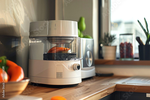A compact food processor with interchangeable blades, catering to various tasks. photo