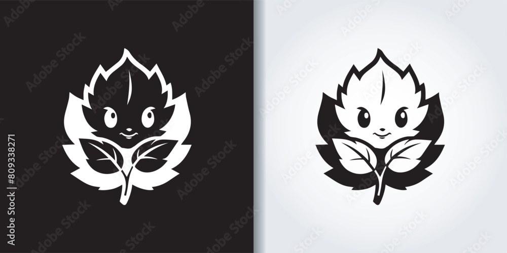 cute leaves mascot logo cute leaves mascot logo