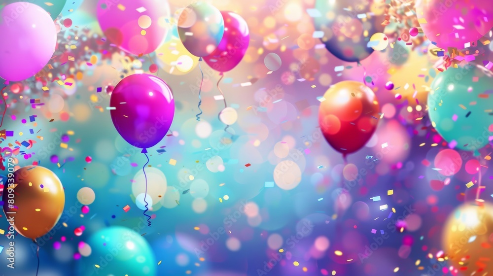 Festive balloon and confetti celebration background Festive balloon and confetti celebration background