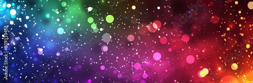 Dazzling array of bokeh lights spans across a gradient spectrum  creating a festive and colorful abstract background perfect for celebratory occasions or creative design projects