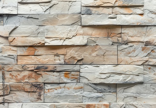 High-resolution image capturing the detailed texture of a multicolored stone wall with varying shades and patterns, perfect for backgrounds or adding a natural touch to design projects