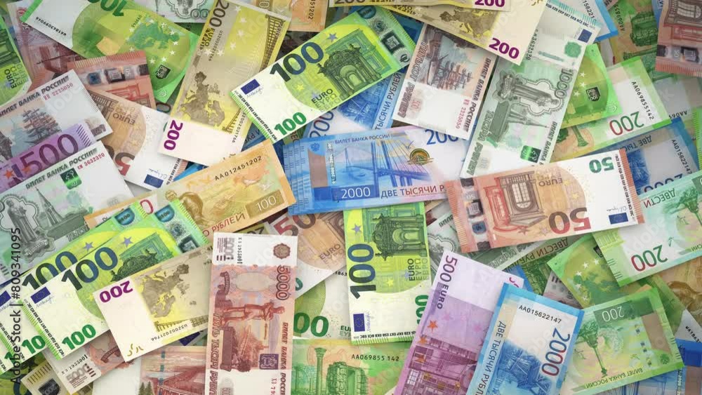 Euro Currency to Russian Ruble in 4K Resolution Euro Currency to Russian Ruble in 4K Resolution