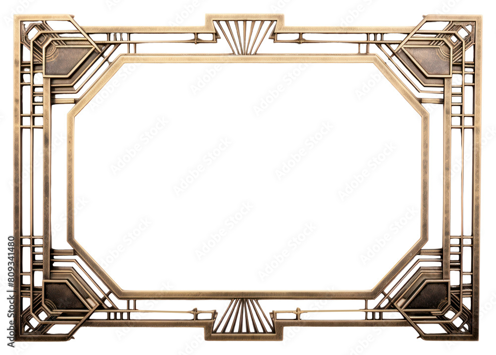 PNG  Art deco design frame vintage white background architecture rectangle. AI generated Image by rawpixel.
