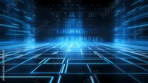 Wallpaper Mural Blue technology glowing data illustration Torontodigital.ca