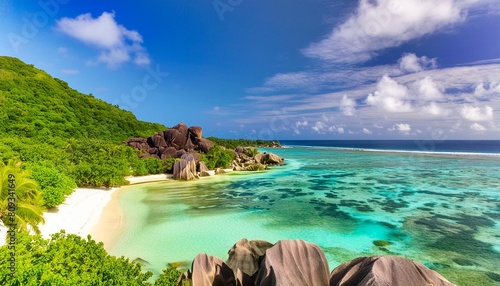 the most beautiful beach of seychelles anse source d argent la digue island seychelles photo