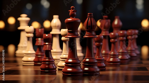 Chess piece on chessboard  competition success and strategy game play   generative ai