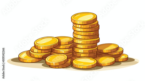 Stack and heap of shiny gold coins sketch vector il