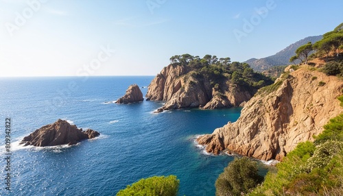 landscape of cliffs on the coast of girona known as costa brava in catalonia in spain photo