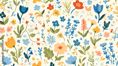 Spring seamless pattern with blooming garden flower
