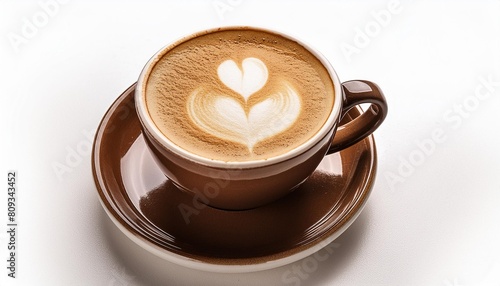 cup of coffee latte art heart isolated on white background generative ai